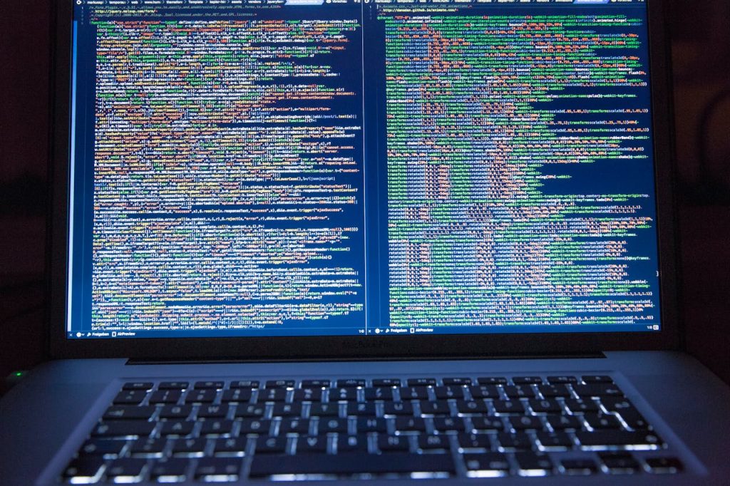 pexels-photo-177598 Black Laptop Computer Turned on Showing Computer Codes
